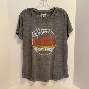 Maurices Womens 'Let's Explore New York' Short Sleeve Graphic T-Shirt Large NWT